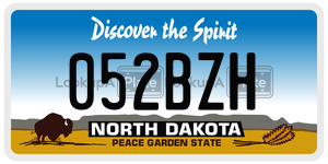 052BZH  license plate in ND