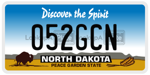 052GCN  license plate in ND