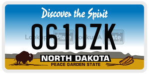 061DZK  license plate in ND