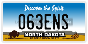 063ENS license plate in North Dakota