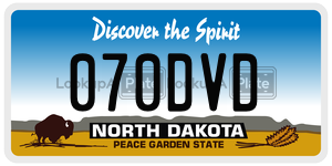 070DVD  license plate in ND