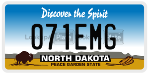 071EMG license plate in North Dakota