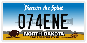 074ENE  license plate in ND