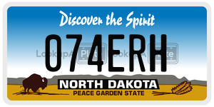 074ERH  license plate in ND