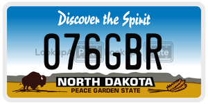 076GBR  license plate in ND