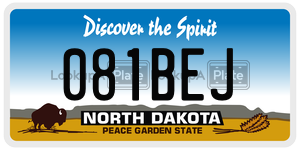 081BEJ license plate in North Dakota