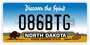 086BTG  license plate in ND