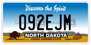 092EJM  license plate in ND