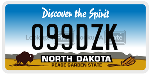 099DZK  license plate in ND