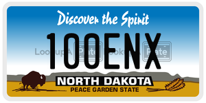 100ENX license plate in North Dakota