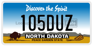 105DUZ license plate in North Dakota