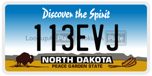 113EVJ  license plate in ND