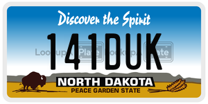 141DUK  license plate in ND