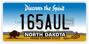 165AUL  license plate in ND