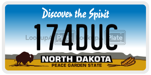 174DUC  license plate in ND
