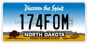174FOM  license plate in ND