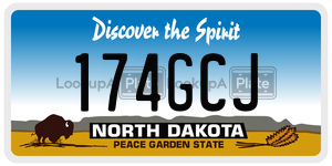 174GCJ  license plate in ND