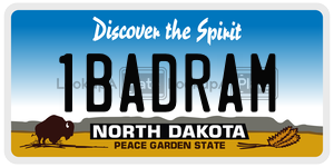 1BADRAM  license plate in ND