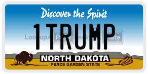 1TRUMP  license plate in ND