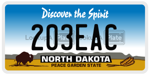 203EAC  license plate in ND