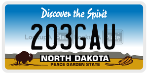 203GAU  license plate in ND