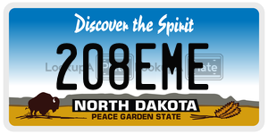 208EME  license plate in ND