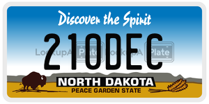 210DEC  license plate in ND
