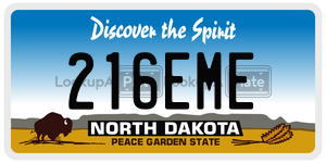 216EME  license plate in ND