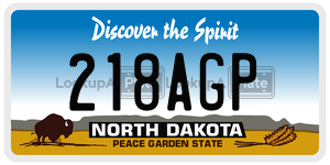 218AGP  license plate in ND