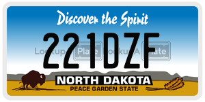 221DZF  license plate in ND