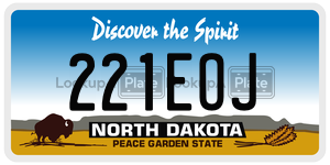 221EOJ  license plate in ND