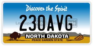 230AVG  license plate in ND