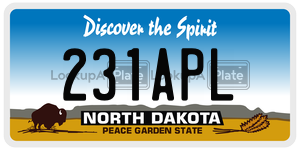 231APL license plate in North Dakota