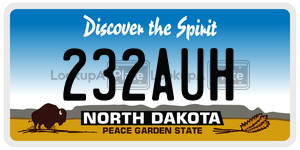 232AUH  license plate in ND