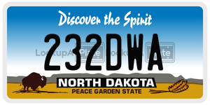 232DWA  license plate in ND