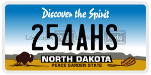 254AHS  license plate in ND