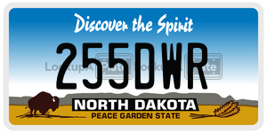 255DWR  license plate in ND