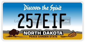 257EIF  license plate in ND