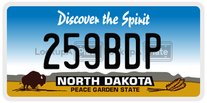 259BDP  license plate in ND