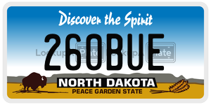 260BUE license plate in North Dakota