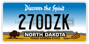 270DZK  license plate in ND