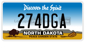 274DGA  license plate in ND