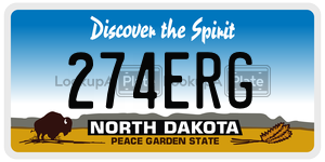 274ERG  license plate in ND