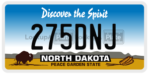275DNJ license plate in North Dakota