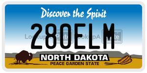 280ELM license plate in North Dakota