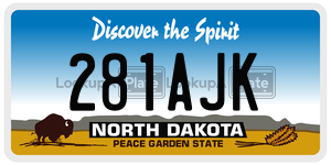 281AJK license plate in North Dakota