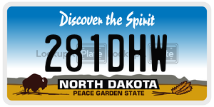 281DHW  license plate in ND