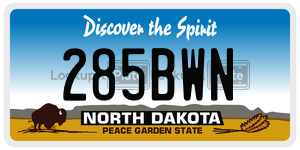 285BWN  license plate in ND