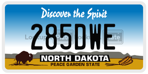 285DWE  license plate in ND