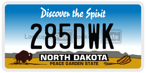 285DWK  license plate in ND